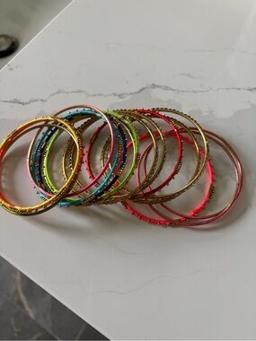 Anthropologie Multicolor Women’s Metallic and Neon Bangle Bracelet Set